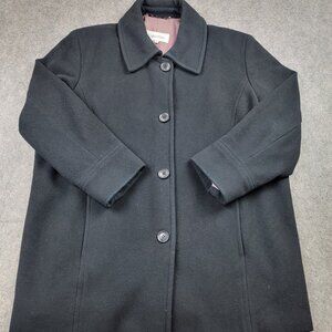 Calvin Klein Coat Womens 1X Black Pea Coat Wool Nylon Cashmere Blend